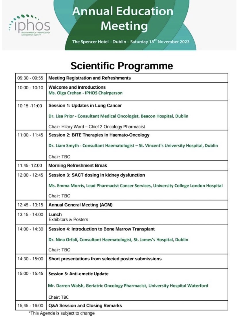 iphos_ie's tweet photo. It’s that time of year again.                   

We are looking forward to seeing our members, speakers and sponsors tomorrow for the IPHOS Annual Education Meeting. 
#IPHOS2023 @hseNCCP @IIOPharmacy @PSIRegulator @BOPACommittee https://t.co/vlPquLNJM5