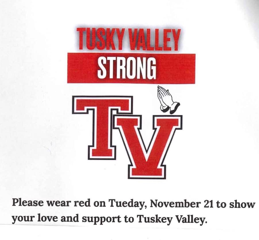 BHS_Shillinator's tweet photo. Please wear red on Tuesday, November 21 to show your love and support to Tusky valley. https://t.co/oZyQZzJUW7