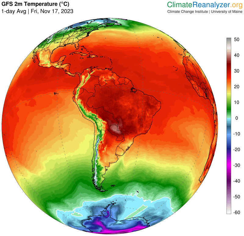 🚨ATENÇÃO: As temperaturas hoje bateram um novo recorde em todo o planeta. Este mapa mostra temperaturas acima ou abaixo da média em todo o mundo. Especialistas estimam que esse recorde de dia mais quente da história poderá ser quebrado várias vezes ainda em 2023