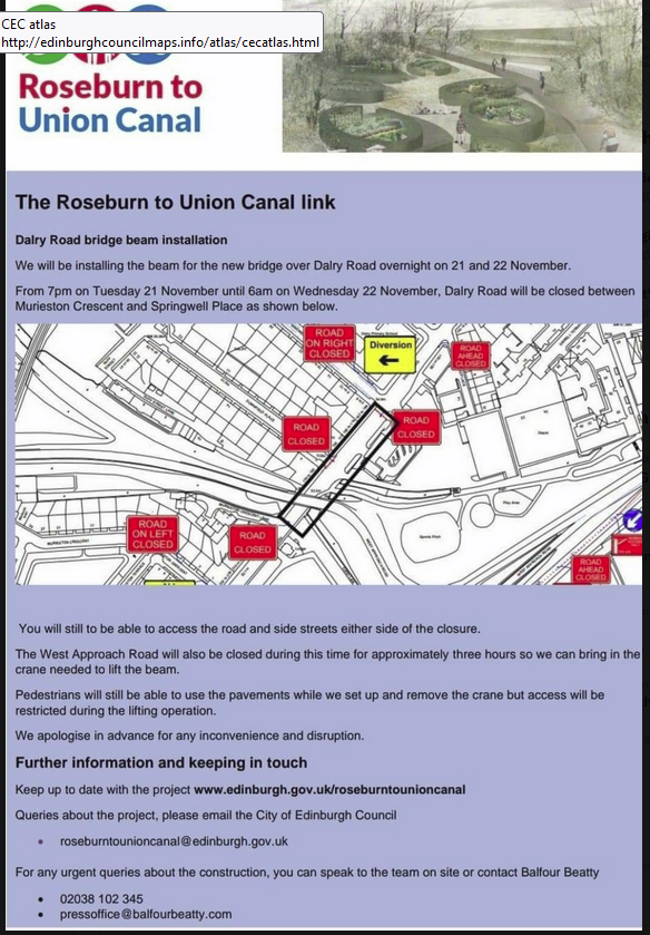 SpokesLothian's tweet photo. @RoseburnCycle 🚲👩‍🦽🚶‍♀️#Roseburn<->#Canal

👍Great news that main beam for #DalryRoad bridge to be installed Nov 21-22

🤔Will it be as🤩exciting as when the Red Bridge on the #NorthEdinburghNetwork was craned into place in 1999?   Yes, nearly 25 years ago!
Pic: Tim Smith

@cocteautriplets @edfoc https://t.co/nlF5UxOf2I