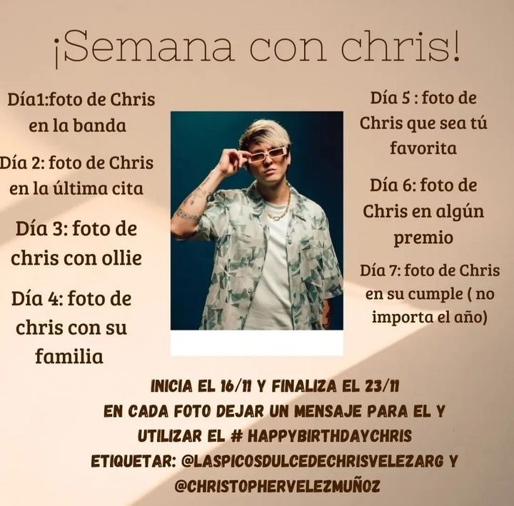 Damos comienzo al DIA 2: recuerden el #happybirthdaychris y mencionarlo a Chris y esta cuenta