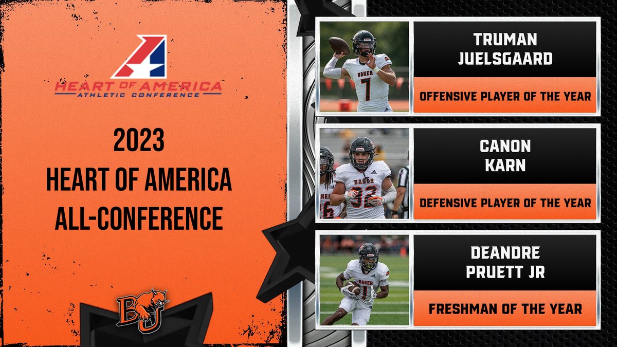 FB: Congrats to our @HeartSportsNews All-Conference award winners!!

Truman Juelsgaard - Co-Offensive Player of the Year
Canon Karn - Defensive Player of the Year
DeAndre Pruett Jr. - Co-Freshman of the Year
