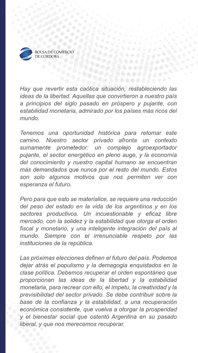 COMUNICADO BCC
🗳️ EL PAÍS SE DEBATE ENTRE EL POPULISMO Y LA LIBERTAD