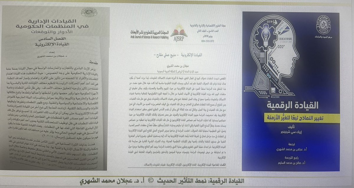 ProfAjlan's tweet image. محاضرة قدمت للقيادات الادارية بعنوان القيادة الرقمية: نمط التأثير الحديث.