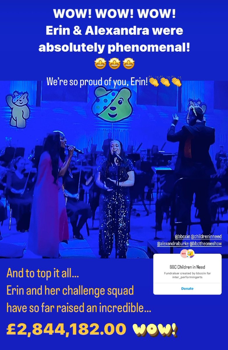 inter_paa's tweet photo. How beautiful was that?! 💜💜💜

YES ERIN - YOU DID IT! 🤩🤩🤩

We’re all super proud of you!👌

And to top it all off - Erin and the @BBCTheOneShow Challenge Squad have raised so far… 🥁🥁🥁 

£2,844,182.00 

WOW! WOW! WOW!
👏👏👏👏👏👏👏👏

@alexandramusic 
@BBCCiN 
@CINSupport