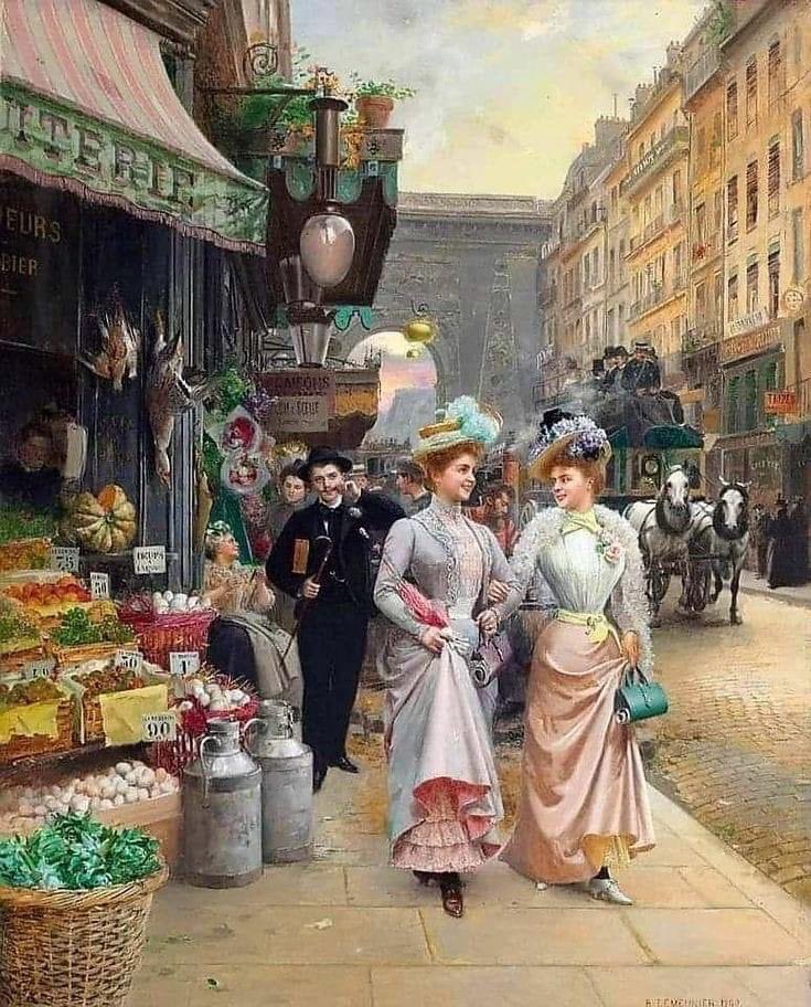 PinarKanat's tweet photo. "Elegants on the Promenade"(1900)  Basille Lemeunier https://t.co/7P5mOVefu4