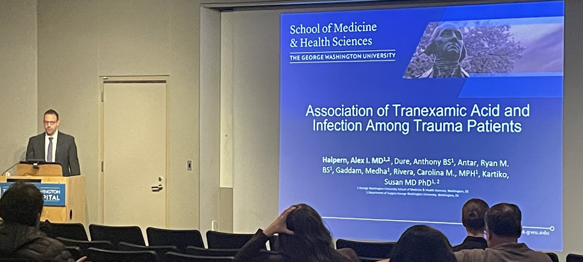 Congrats to our rock star PGY-3 residents @mateckimary and Alex Halpern on their fantastic presentations for @MetroDCACS @acsTrauma Resident Paper Competition! #Trauma #Surgery #residency #medicine