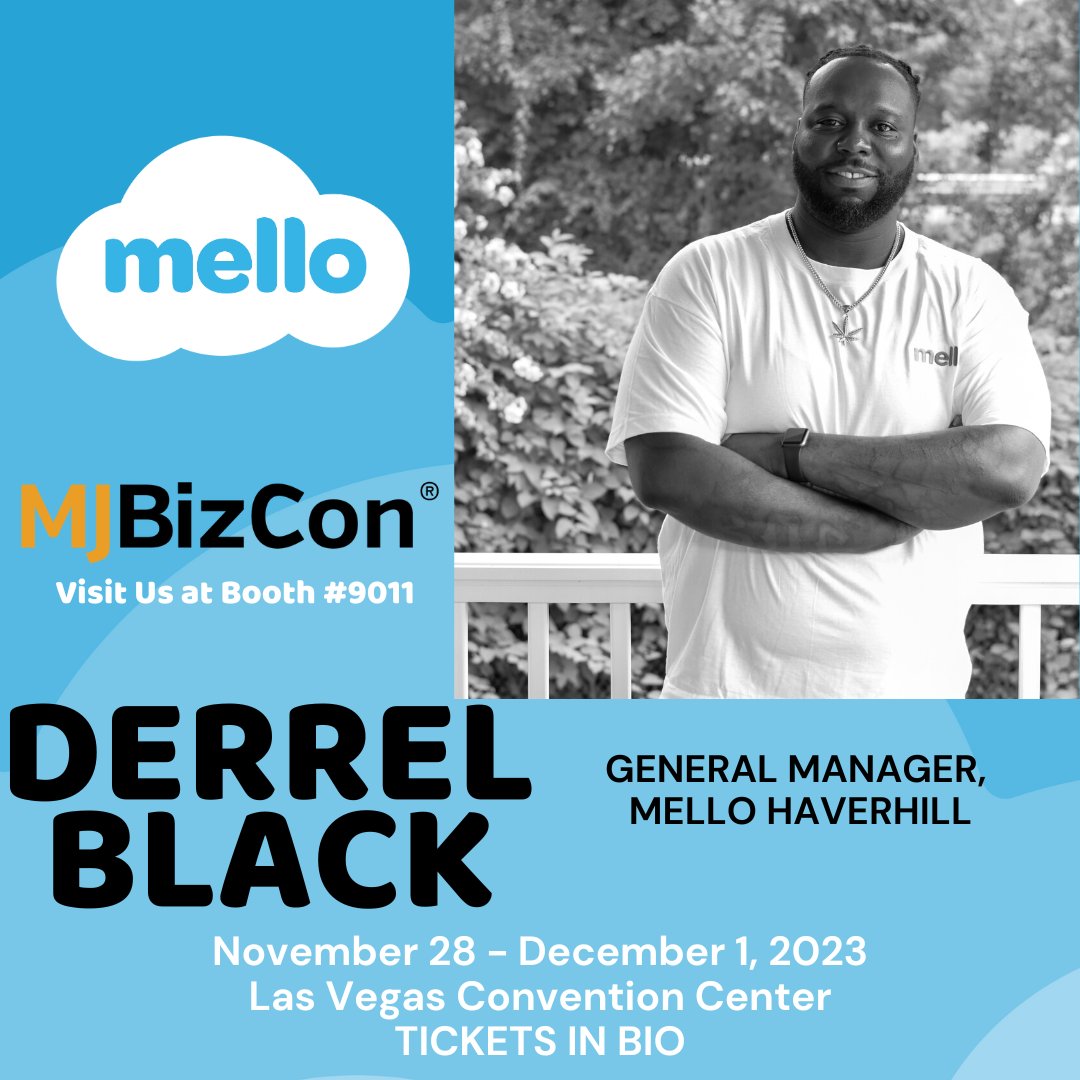 MelloCannabis's tweet photo. Find our flagship #Mello store manager, Derrel Black, at #MJBizCon, booth #9011🔥 Discover the art of using your nose to find that #cannabis that is best for you! 

#MelloCannabis #MelloFarms #FindYourMello #MelloAromaProfile #StayMello https://t.co/zXPeEqWnpJ