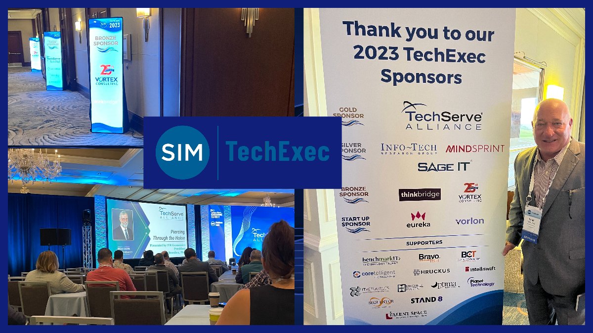 TechExec 2023 has come to a close–goodbye and thanks to the friendly folks from @SIMInt and fellow attendees and sponsors! Matt, Christine, and Scott D had a great time representing Vortex and our work in New York, Wisconsin, Texas, and across the country. #ERP #technologyleaders
