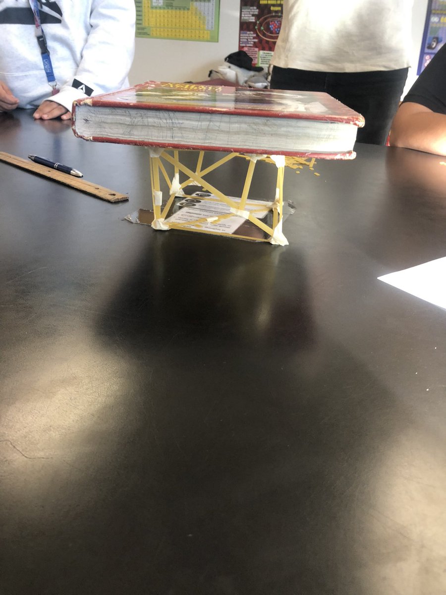 Mr. Clark’s class built structures from pasta and tape to compare and contrast potential and kinetic energy. 💪This was such an engaging lesson, and I was just as invested as the students to see which structures could support a science textbook(s). 📚@MeyerlandMS #westisthebest