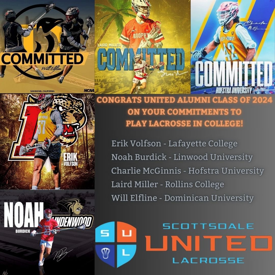 Congrats to our United Alumni and Class of 2024 on your college lacrosse commitments!  Great job fellas #bethebest #weareunited #collegelacrosse #azlacrosse #azlax <a href="/brophylacrosse/">Brophy</a> <a href="/chaplax/">raul hurtado gomez</a>