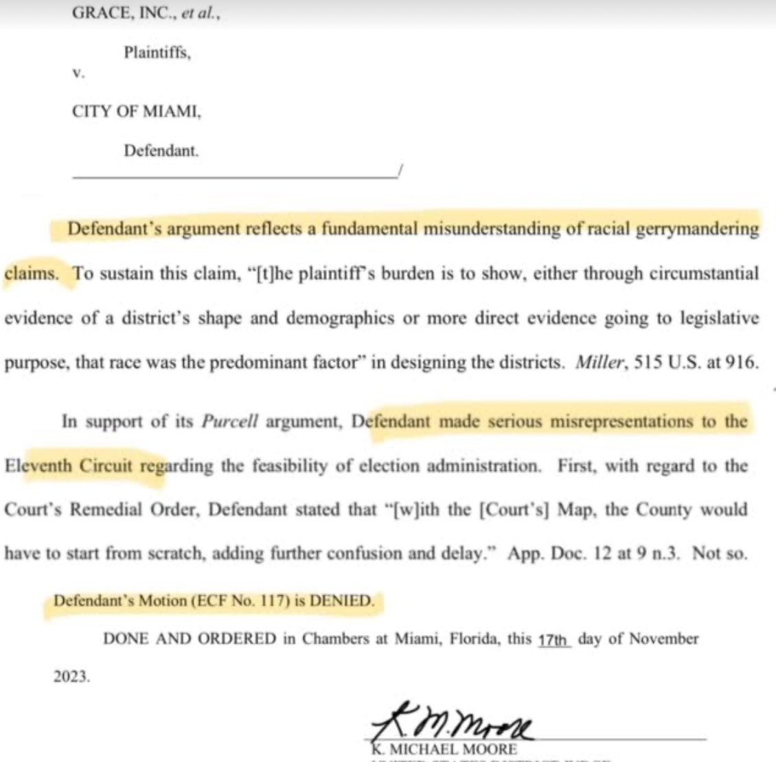 ChristinaWPLG's tweet image. #Miami #Redistricting #CaseUpdate: Judge denies City of Miami motion to dismiss case. “Defendant’s argument reflects a fundamental misunderstanding of #racialgerrymandering claims.”  local10.com/news/local/202…