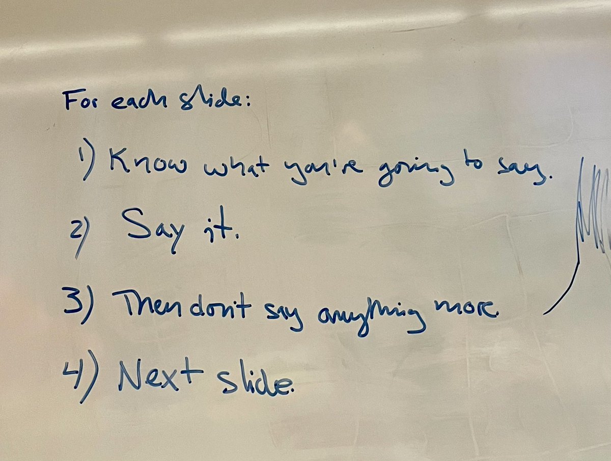 Best advice I ever got for giving a talk, from my PhD supervisor, repeated to the lab today. (Dolled up by a TIDA UP state on the right.)