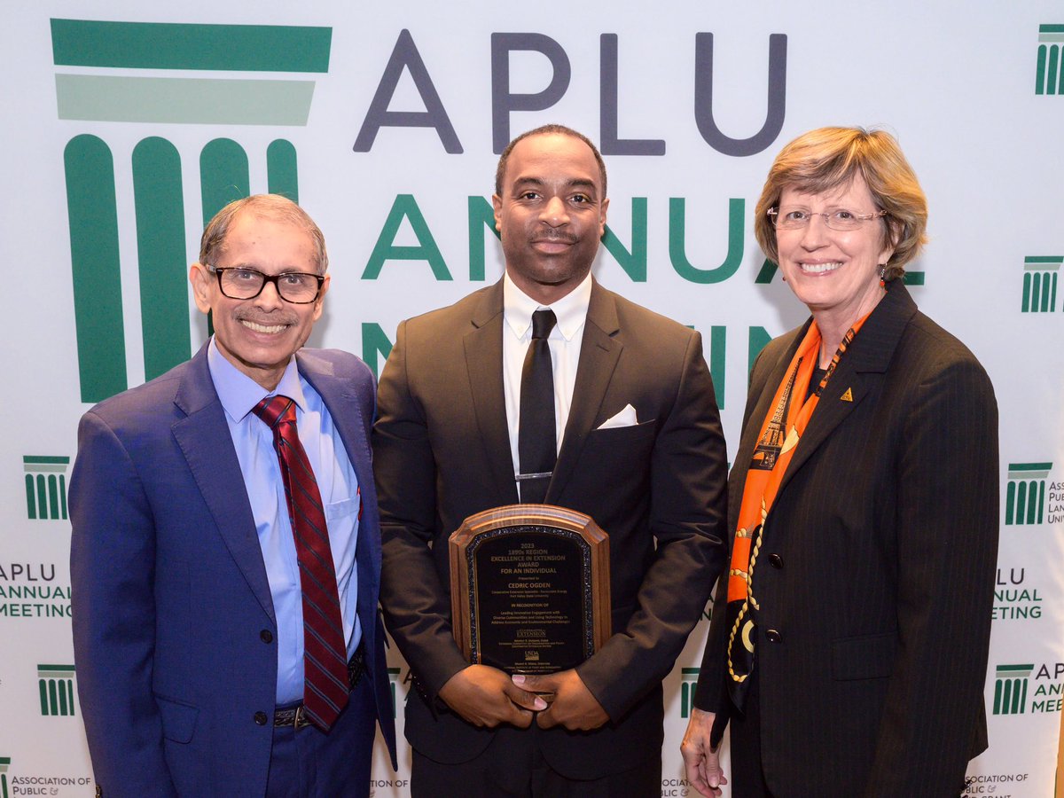 Celebrating Dr. Cedric Ogden for Innovative Engagement with Diverse Communities and Using Technology to Address Economic and Environmental Challenges to win the 1890s Region Excellence in Extension Award for an Individual