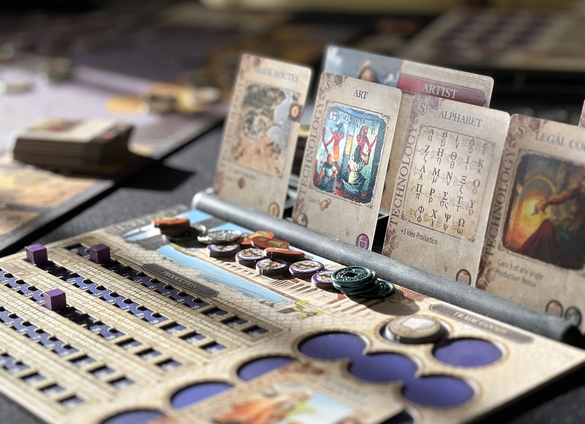 MeepleMaven's tweet photo. #MosaicAStoryOfCivilization #BoardGame #PlayerBoards Good game. V different w 2p, vs 4, 5 or 6 players. https://t.co/YU2KxnYy6G