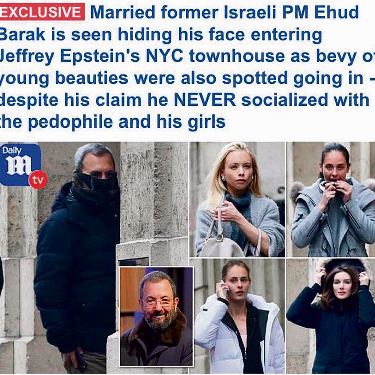 chiweethedog's tweet photo. remember when Ehud Barak was caught sneaking out of Jeffrey Epstein’s NY mansion brothel massage parlor and flew on the Lolita Express plane “dozens of times” lol https://t.co/ZDRr9uz6M5