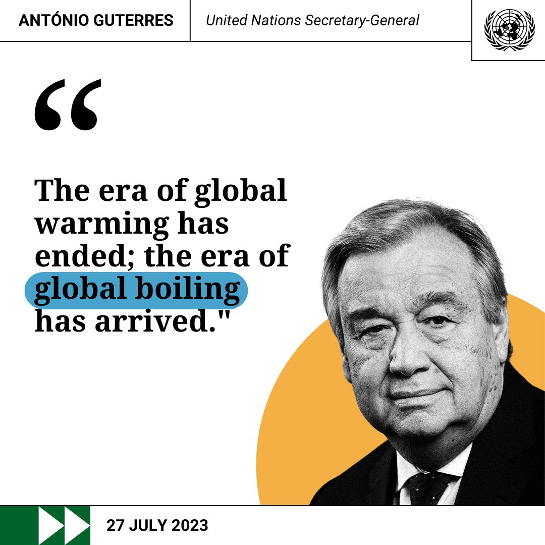 July 2023 was the hottest month ever recorded in human history.

As extreme weather becomes the new normal, countries must step up investments in #ClimateAction and adaptation to protect those on the frontlines of the #ClimateCrisis