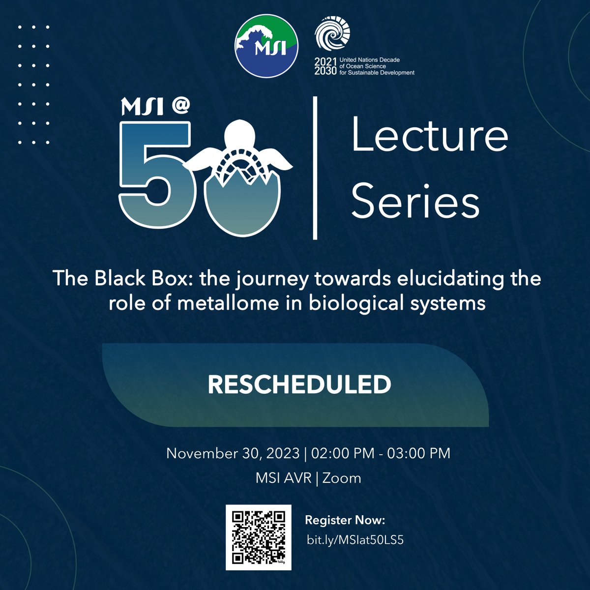 up_msi's tweet photo. The MSI@50 Lecture Series talk by Dr. Irene Rodriguez has been rescheduled to November 30, 2023 at 2 PM due to the transport strike and shift to remote learning classes of UP Diliman (UPD) from November 20-22, 2023.  

Register now at: https://t.co/9UY7jlGJTe https://t.co/9pFzvkjNKP