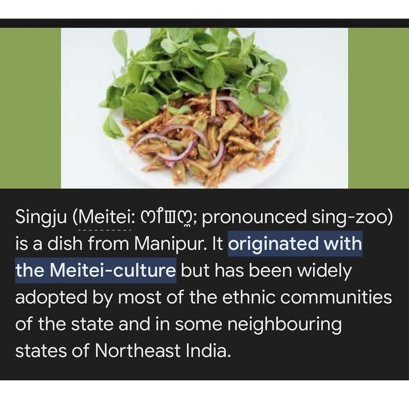 Kuki- born a liar always a liar. 
We know kuki don’t have their indigenous food but that doesn’t mean they can steal others’.
#Singju Pride of Meitei.

<a href="/ndtv/">NDTV</a> <a href="/the_hindu/">The Hindu</a> <a href="/ttindia/">The Telegraph</a> <a href="/News9Tweets/">News9</a> 

#KukiLiesXposed #KukiAtrocities #kukiRapists #KukiThieves #KukiChinZoPropagandists
