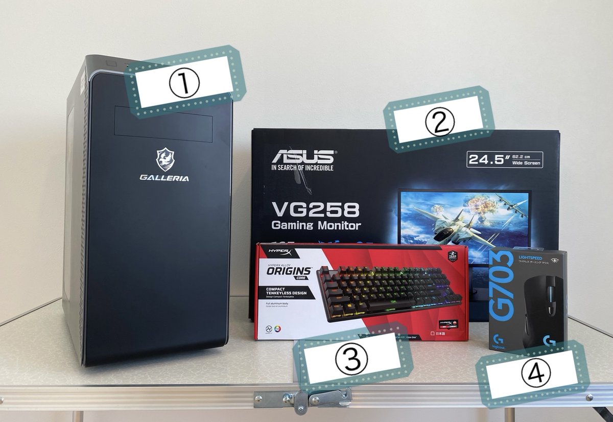 JPPCwholesaler's tweet photo. 【ゲーミングPC🖥プレゼント企画㉗🎁】

下記ゲーミングPC・周辺機器を各1名様ずつにプレゼント🎉

参加条件
①フォロー&amp;固定ツイートRT❗
②「欲しい番号」をコメント

1次抽選者にDMをお送りします✨

締切:12/10(日)昼12時

#APEX 
#VALORANT 
#ガレリア 
#プレゼント企画 
#ゲーミングPC https://t.co/l3MV6saTXL