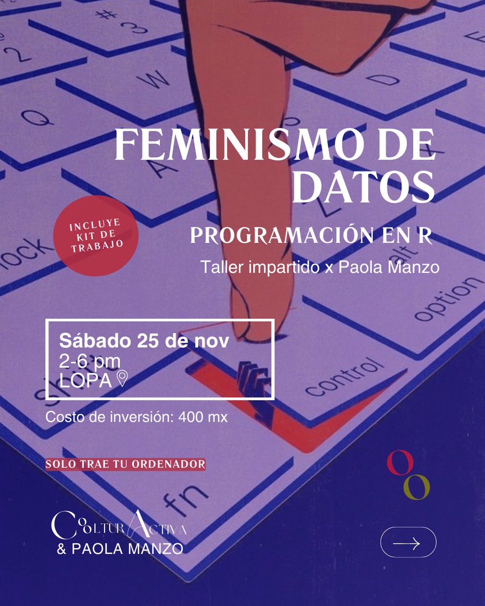 paomrom's tweet photo. AMISTADEEEEES DE GUADALAJARA

Impartiré el taller de feminismo de datos y por acá les dejo la información.

También, tengo dos becas por si gustan, solo deben escribirme por DM, le daré prioridad a estudiantes.

📍Lopa
🗓️ 25 nov 2023

Registro aquí:
https://t.co/D9fwo3fDrf https://t.co/7ZFmwTl16k