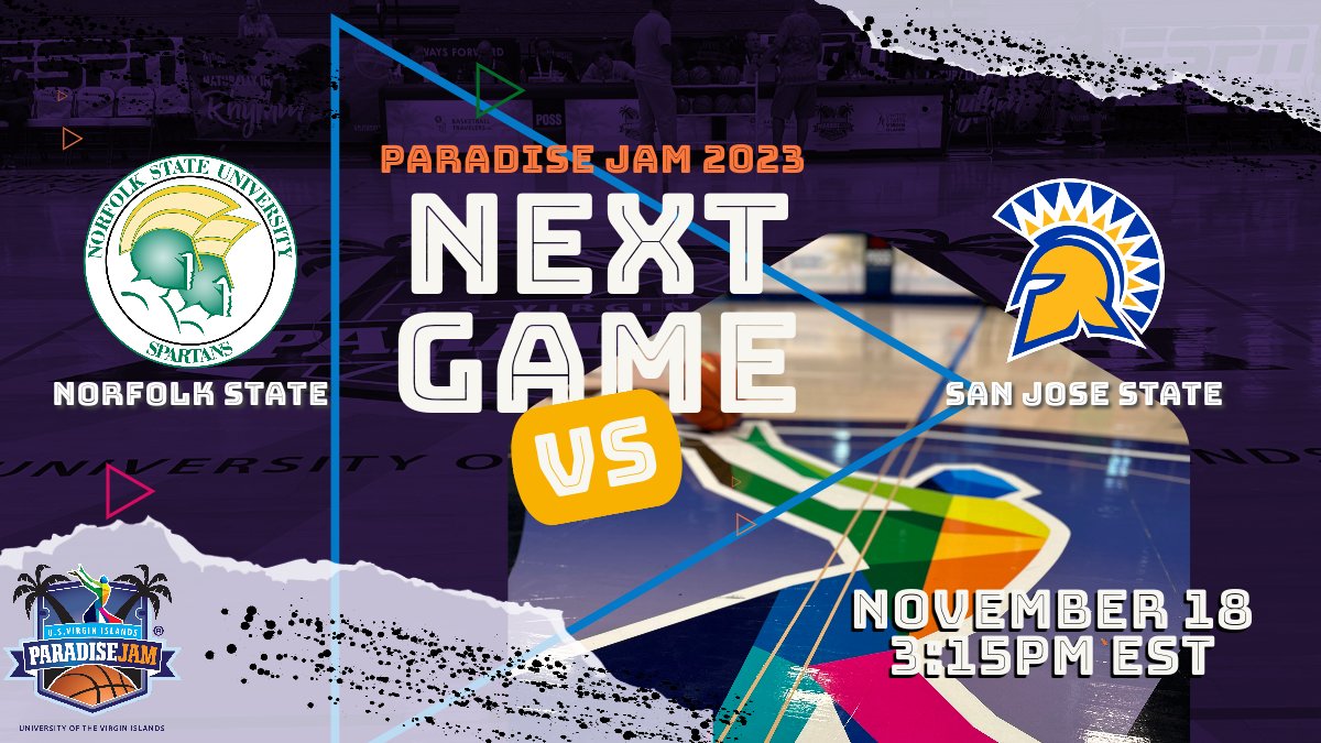 paradisejam's tweet photo. Join us tomorrow for Day 2 of the Paradise Jam!
@NSU_BBALL takes on @SanJoseStateMBB
#GoldStandard #AllSpartans
@USVItourism @Bballtravelers @VIDailyNews #naturallyinrhythm #TimeToJam #ParadiseJam #USVI #UVI #CollegeBasketball #ESPN3 #CollegeBasketball #USVItourism https://t.co/MI2mdaQGvn
