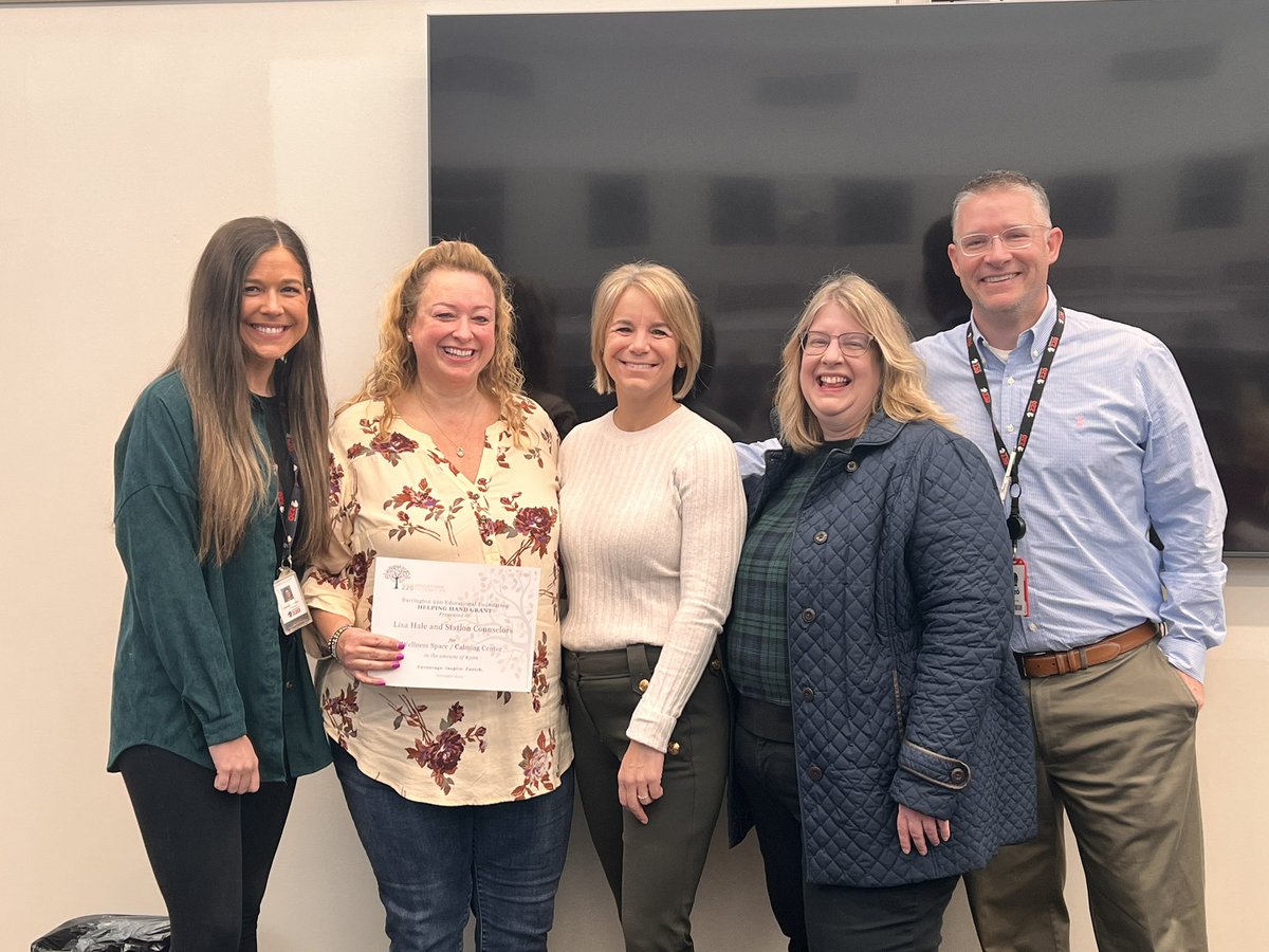 We are so grateful to the Barrington 220 Educational Foundation for their support of our new Wellness Center! Thank you so much and congrats to our counseling team!