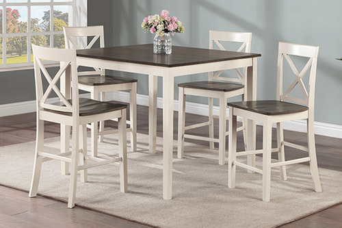 This wood dining set is available in Pensacola, Florida, and includes a square table and four chairs, all made with sturdy wood and finished in a rich espresso color for top, and white color for legs. matcomattress.com/product-page/5…