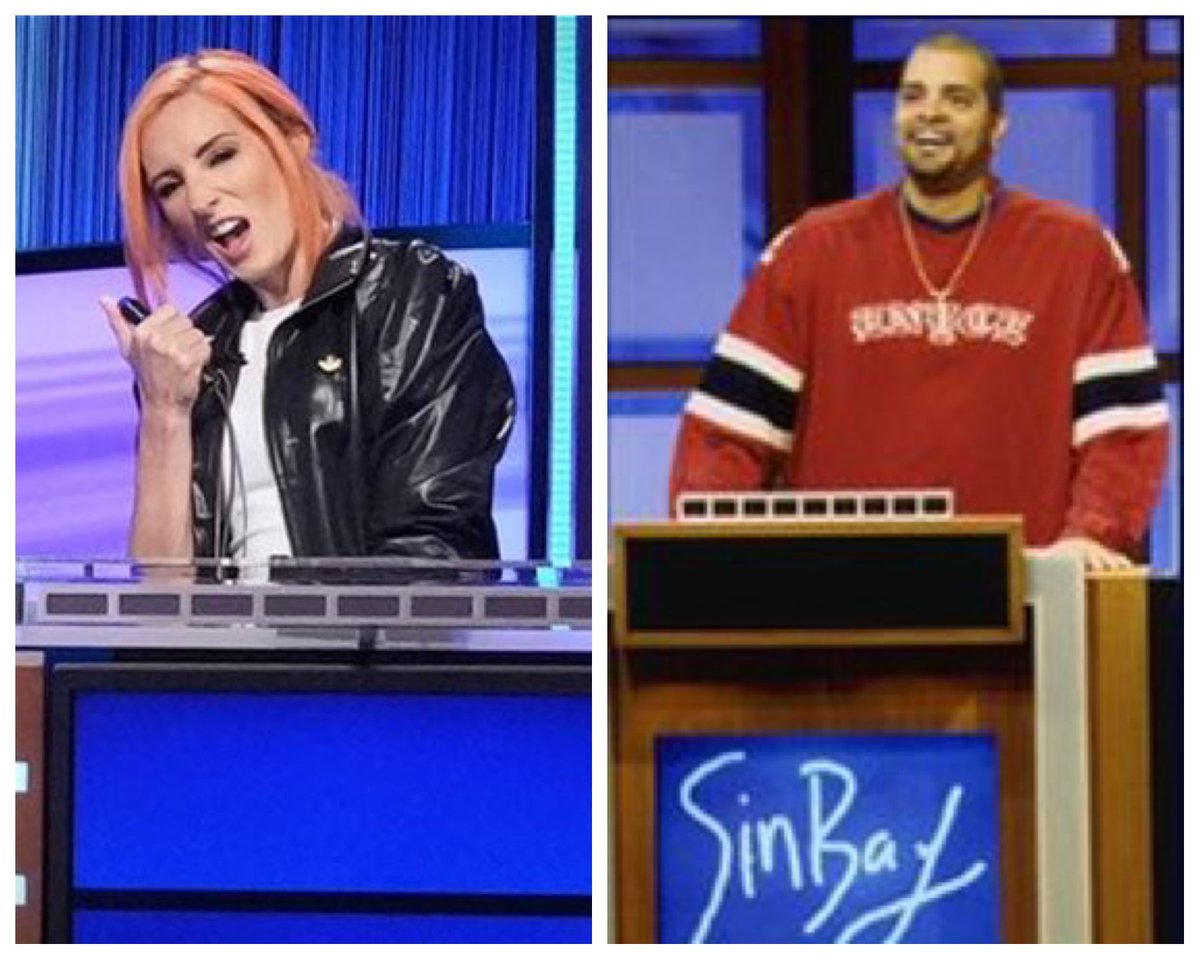 JohnnyButabi's tweet image. One of these people is the worst performer in the history of Jeopardy, the other is undefeated. 
#jeopardy #beckylynch #sinbad