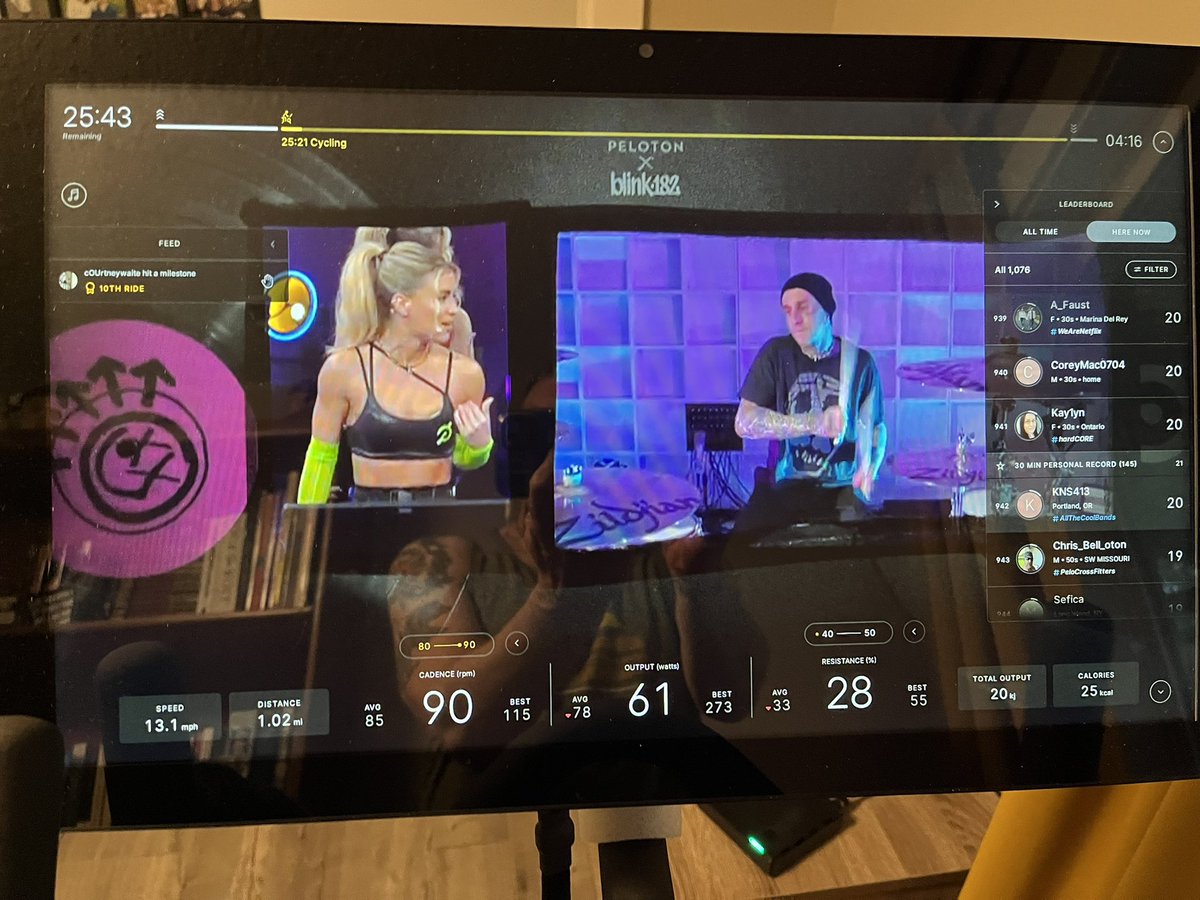 Ok I thought it would be easy and cheesy…I was hella wrong. Way to go @fitxkendall @onepeloton and kick ass fitness star @travisbarker @blink182. Even got a new record (wasn’t 182…I tried!) 🤘🤘