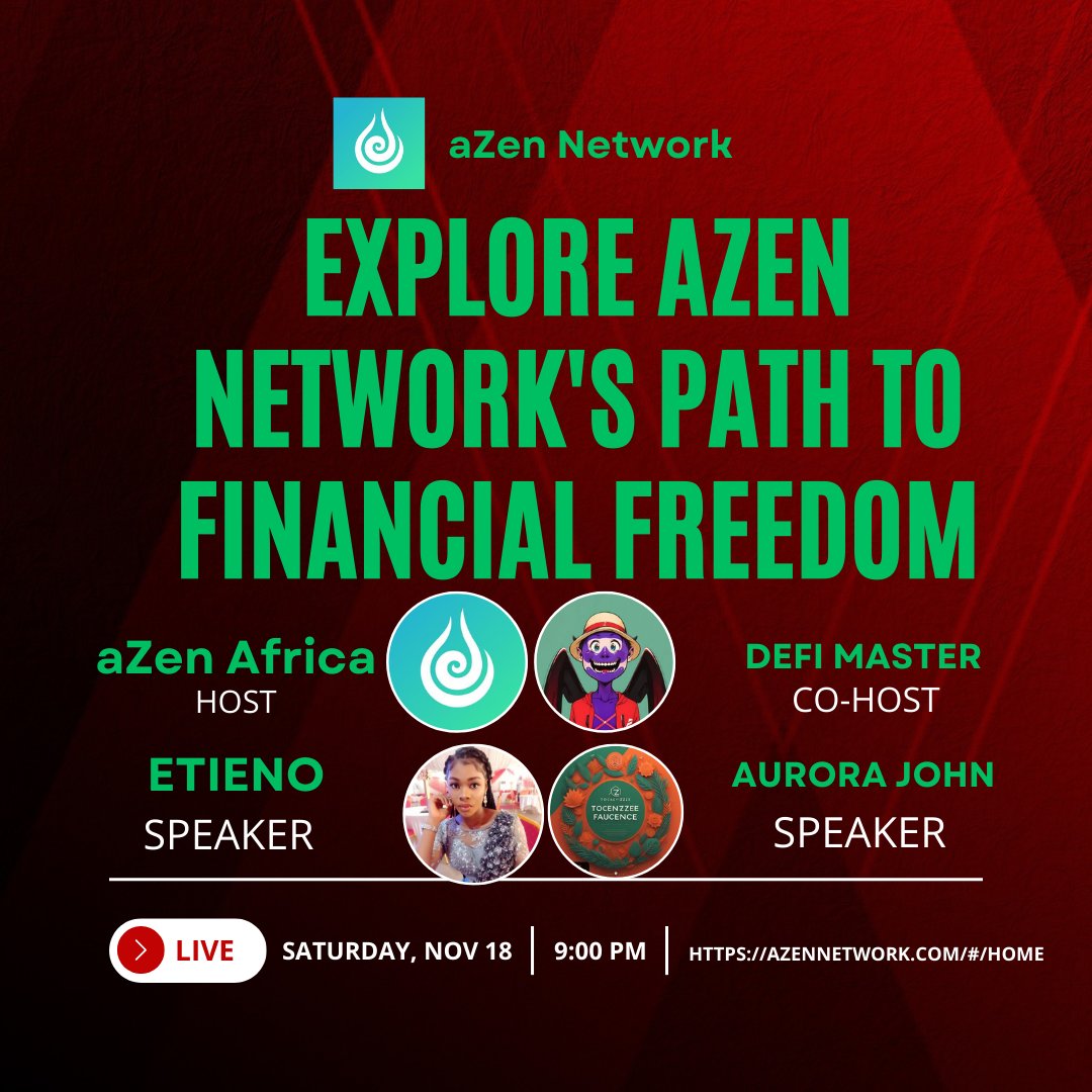 Join us on a journey of financial empowerment with @azen_network! 🌐 Explore the limitless possibilities of earning rewards, discover the aZen Builder Role, and learn how aZen can elevate your prosperity. Don't miss insights from @84155871Daniel <a href="/Aurorajohn446/">Aurorajoel</a>, and <a href="/Etieno09/">Etieno Official</a>! 🗣️