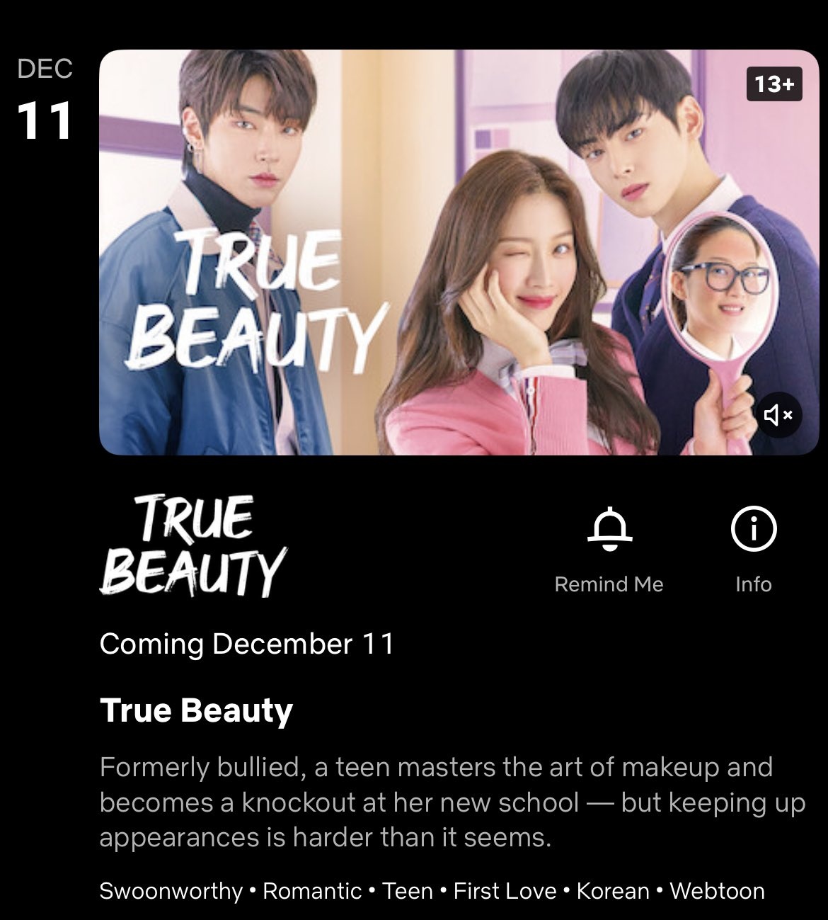 Shoujo Crave on X: True Beauty k-drama is coming to Netflix on