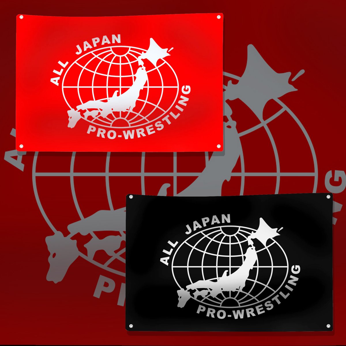 AJPW satin jackets, trucker hats & flags are up now🗾 2 colors to choose from 🎁 all orders (of these 3 items) placed before Monday receive bonus AJPW buttons set stashpages.us/collections/fe…