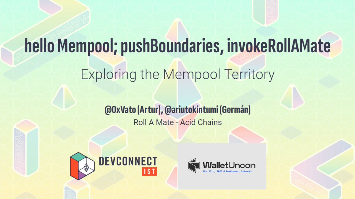 What do you know about the Mempool Hidden Features 🕵️ that gives the needed scalability for <a href="/ethereum/">Ethereum</a> L1? 🚀 Check out the <a href="/0xVato/">Arturo</a> <a href="/ariutokintumi/">Ariutokintumi(?).eth 🧉</a> presentation at <a href="/walletuncon/">WalletUncon</a> during <a href="/EFDevconnect/">EF events</a> 🇹🇷 (1/11) the slide 5 is 🔥
