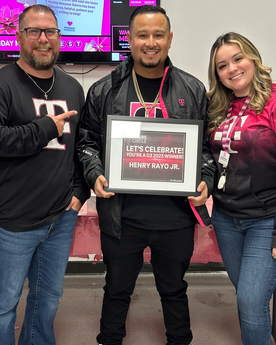 I want to thank God for the opportunity he has blessed me with and my family for the motivation after 11 years of working for T-Mobile I am still able to perform at this level also shout out  to my leaders <a href="/hendricks_erik/">Erik Hendricks</a> <a href="/katalvarado23/">Katherine Alvarado</a> <a href="/Christi_DFWS/">Christi Segura ⚡️</a> <a href="/tobiastjones/">Toby Jones</a>