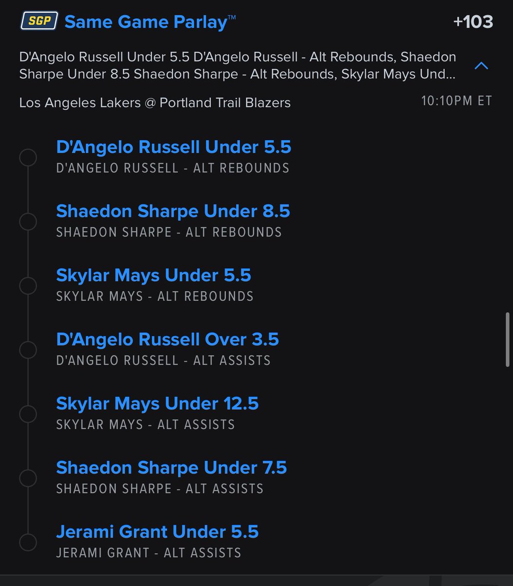 MekhiMoore_'s tweet photo. #NBA #PlayerProp #parlay for #LakeShow #RipCity 

This has odds of +103 on #FanDuel 

Entire 23-24 Season: 100% ✅

https://t.co/h95XdTfnmO

#ParlayKhi💰 #GamblingTwitter #NBATwitter  #GamblingX #GamblingCommunity #SameGameParlay #NBAPicks #HOFB🏆 #fyp #explore https://t.co/BAenH0Gm3H