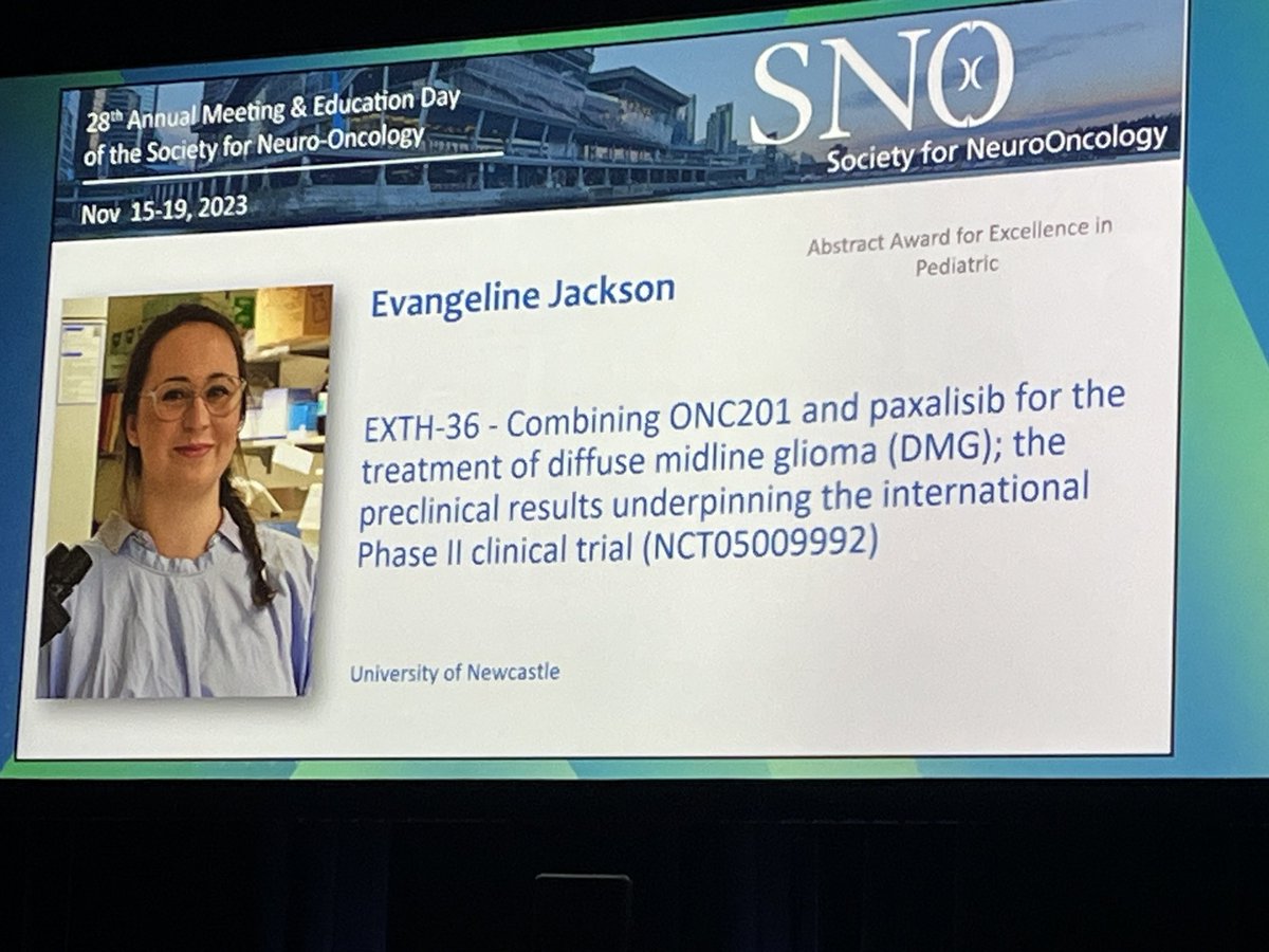 MattDun17's tweet photo. Congrats. @evierjackson for a wonderful presentation and for ur
abstract award for paediatric research excellence. #SNO2023 #DunLab @HMRIAustralia @UON_research @PrecisionMedUON @RUNDIPG @_IsabellaMarcus @_RCDFoundation https://t.co/hbWColbd1k