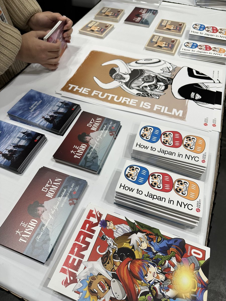 japansociety's tweet photo. Japan Society is at @AnimeNYC for the first time! 🎉 Come see us in Booth 1931 to take home exclusive posters, learn about language classes and upcoming films + enter our giveaway to win exciting prizes! #AnimeNYC2023 https://t.co/BQOHPDFVFA