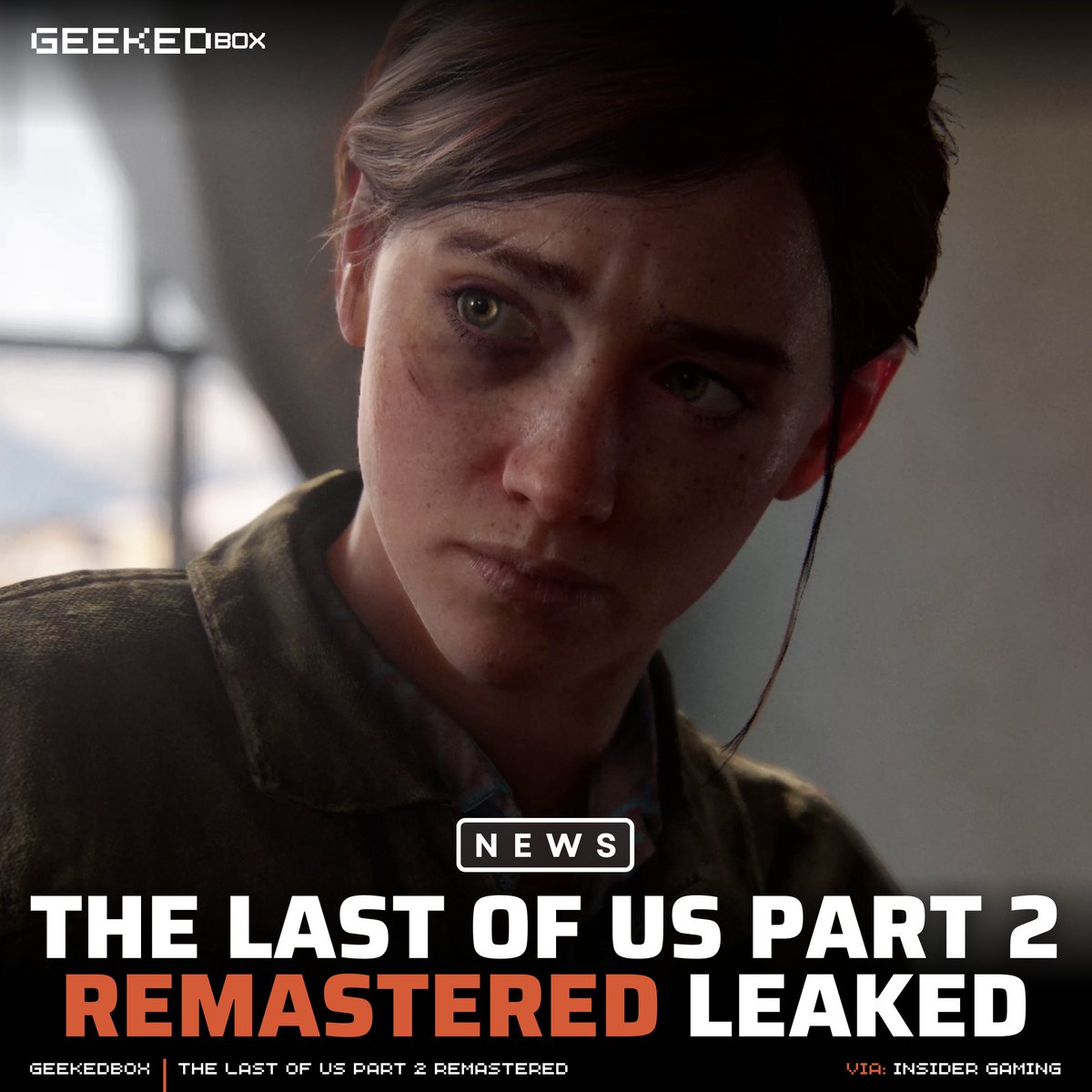 GeekedBox's tweet photo. The Last of Us Part 2 PS5 Remastered has leaked!

A host of graphical improvements bring the beautiful yet dangerous world to life - Visual performance now outputs at 4K in Fidelity Mode - Full DualSense controller integration - No Return, A Roguelike Survival Mode, and more. https://t.co/7PmSHQ0i1h