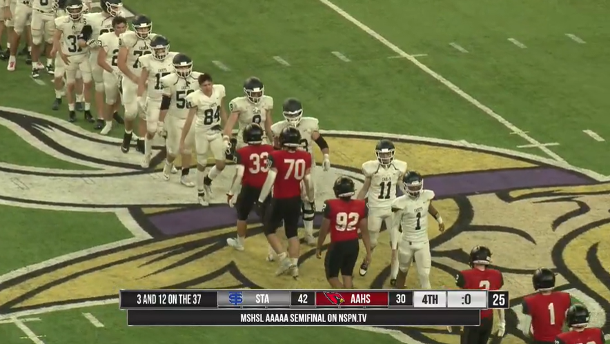 What a rally in the Class 5A State FB Semi!

Down 23-0 in Q2, St Thomas Academy flipped a switch, ran off *42* unanswered to beat Alexandria 42-30.

Hilites on <a href="/KSTP/">KSTP</a> at 650!

7th Prep Bowl appearance for STA next week vs the winner of Chanhassen / Andover tomorrow.

<a href="/AllThingsSTA/">Saint Thomas Academy</a>