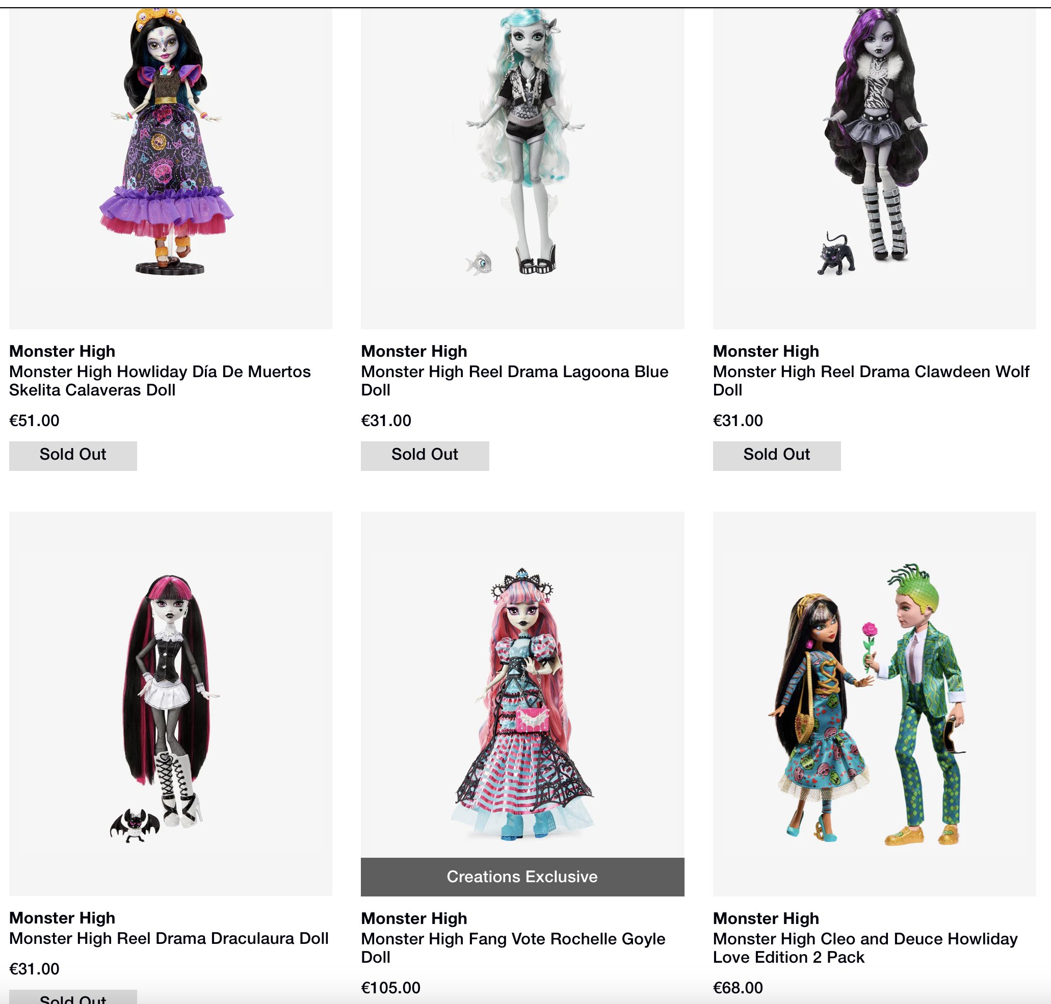 Chico Muñeca™ on X: A brief restock in Monster high collector dolls is  coming to Mattel Creations this Monday EXCLUSIVELY FOR FANG CLUB MEMBERS,  here's a list of what COULD restock, based