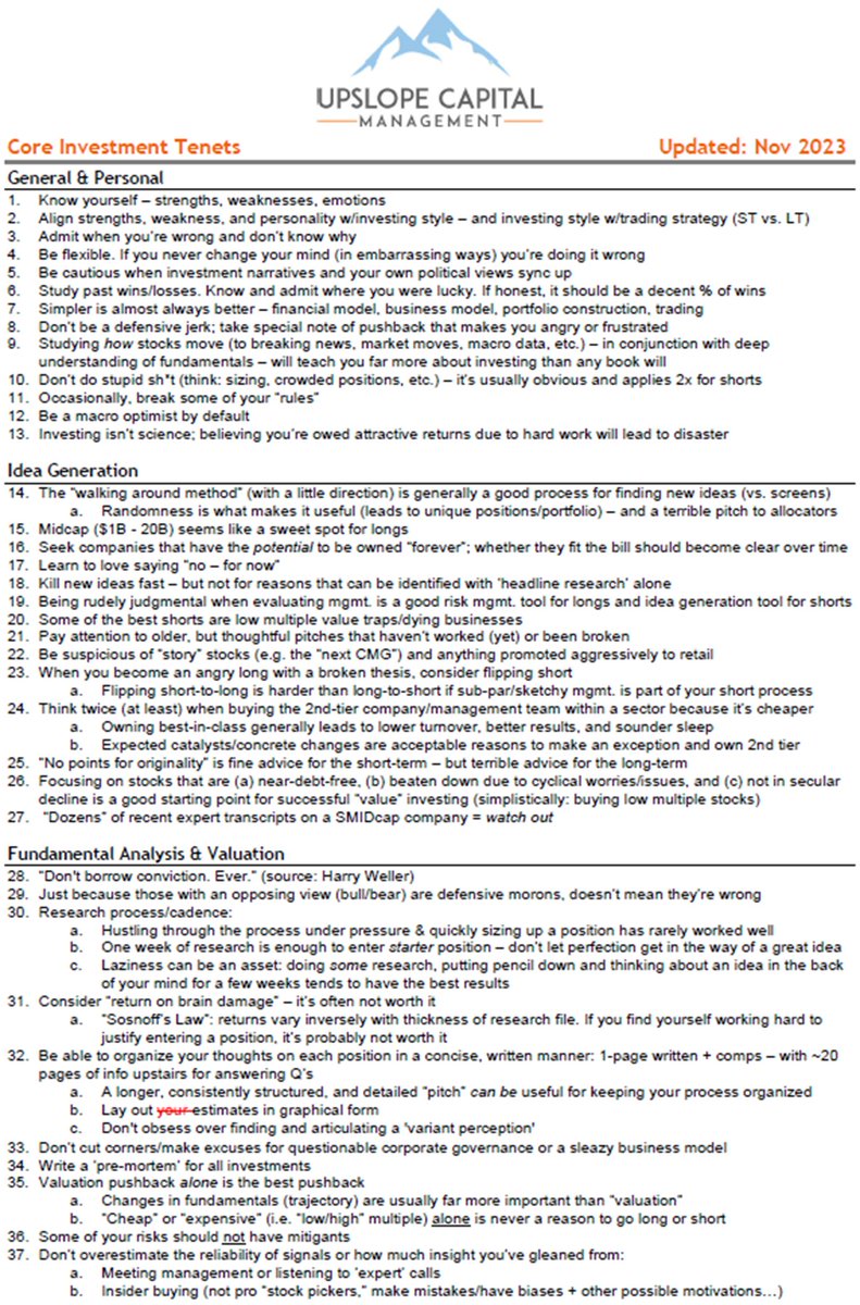 UpslopeCapital's tweet image. Updated Upslope&apos;s &quot;Consolidated Learnings&quot; document -- marked and clean versions attached and linked below: upslopecapital.com/s/Consolidated…
