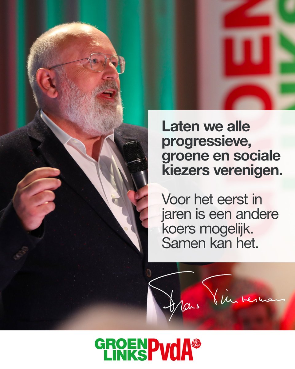 Dit is het moment om in actie te komen. De enige garantie op een sociale en groene koers is als GroenLinks-PvdA de grootste wordt. Progressieve krachten mogen zich niet uit elkaar laten spelen. Wees verenigd.

Samen kan het.