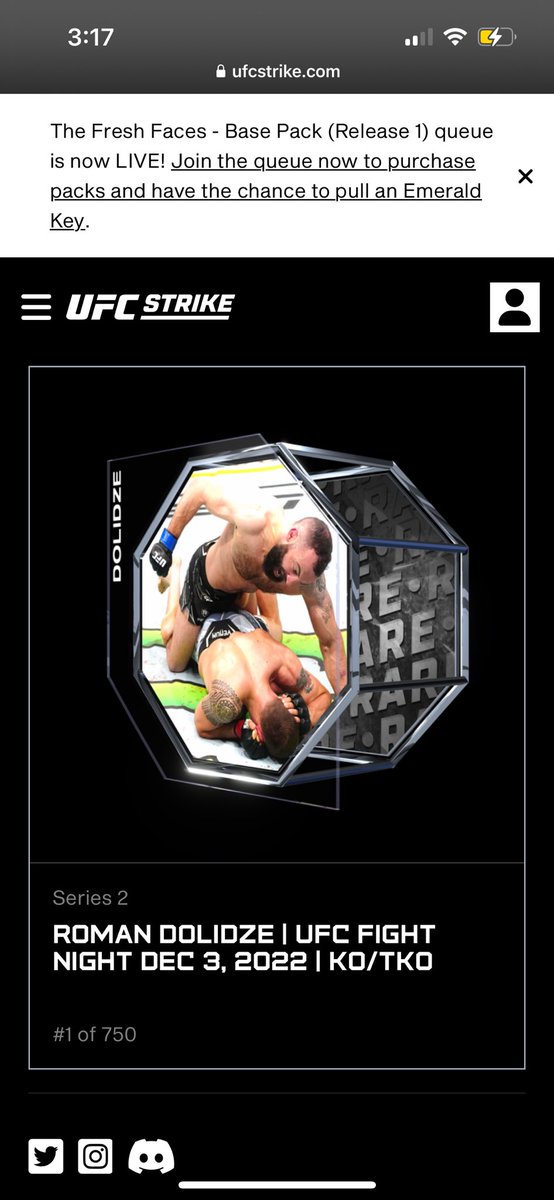 Wow just pulled my first ever #1 serial LFG🔥🔥@UFCStrike #OwnTheGlory @romandolidzeufc