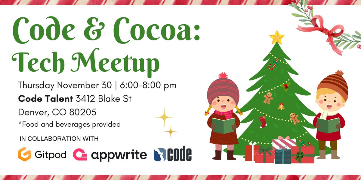 dianasoyster's tweet image. Calling all Denver techies 🏔️ I’ll be hosting a meetup in RiNo the week after Thanksgiving with FREE food &amp;amp; drinks 🍻 @gitpod @appwrite @CodeTechTalent

🎟️RSVP &amp;amp; details: meetu.ps/e/MG8mD/ZvT4R/i