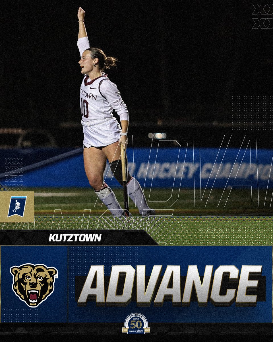 NCAADII's tweet photo. With a game-winning goal by Mackenzie Kile, the @KUGoldenBears advance to the #D2FH National Championship 🏆

#MakeItYours https://t.co/yeSG7xMqmk