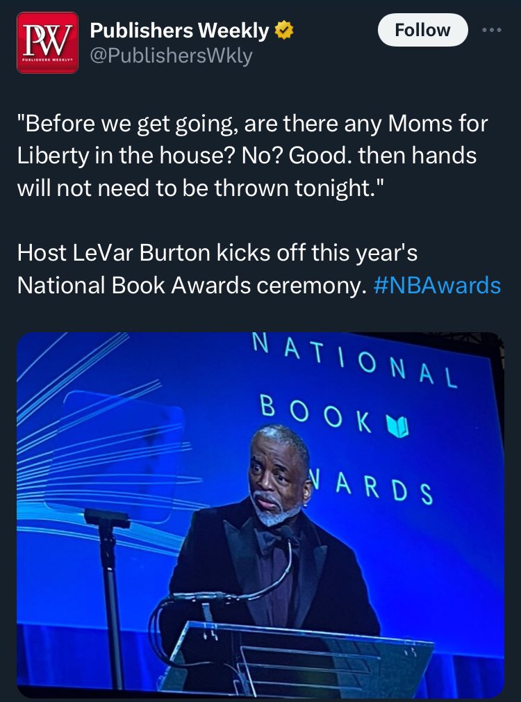 Why is @PublishersWkly & #NBAwards promoting violence?