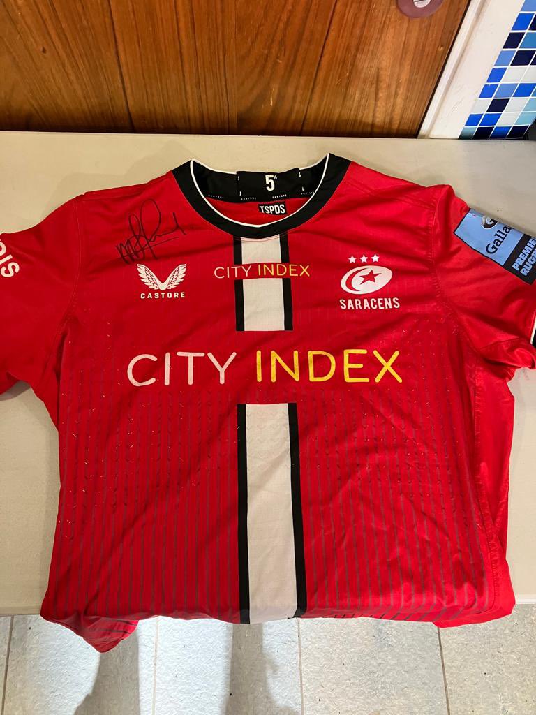 Lot 14 - Theo McFarland’s Saracens away playing shirt 2021/2022 signed by Theo. Bids are to be sent to the following email address: sebsfoundation@gmail.com Please ensure you tell us what LOT you are bidding for! See the Seb Foundation post below for full details!