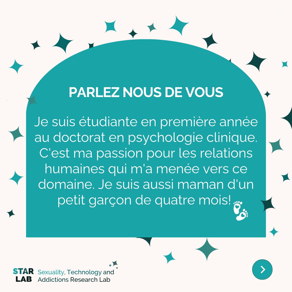 udemstarlab's tweet photo. 👋 Meet AURÉLIE MICHAUD, https://t.co/xqbDzd9aZp.! 🌟 1st-year doctoral student in clinical psychology at Université de Montréal. Passionate about body image, sexuality, and relationships from a cultural perspective. Join us in welcoming her to the team! 💚 #TeamIntro #psychology https://t.co/9Y6pQwn1Gk