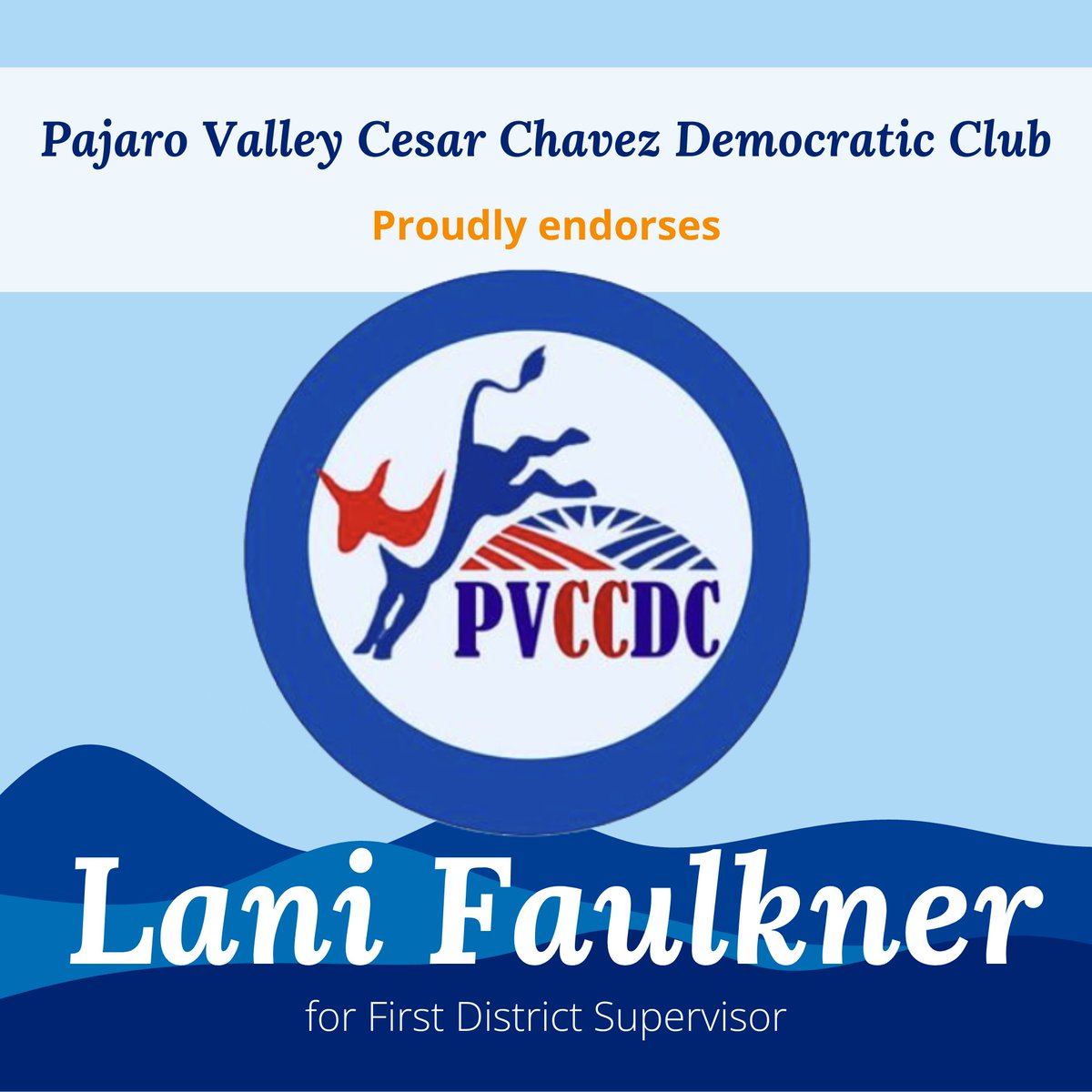 Lani4Supervisor's tweet photo. I am honored and grateful to have received the endorsement of the Pajaro Valley Cesar Chavez Democratic Club! The work of supervisor requires strong partnerships across the county ensuring the voices of our most vulnerable community members are heard,... https://t.co/1Nmz2Li3z8
